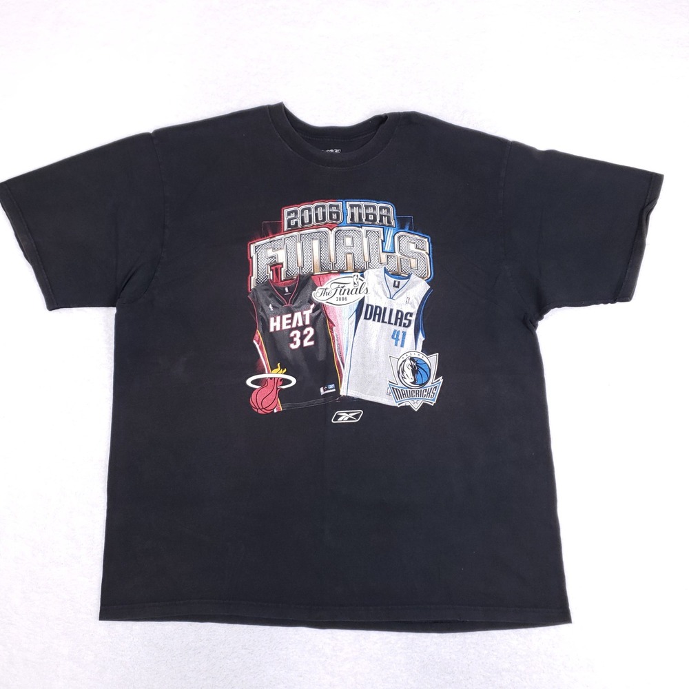 Vintage Reebok 2006 NBA Finals T Shirt Men 2XL Miami Heat Dallas Mavericks Black